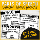 Parts of Speech Posters - Black & White, Simple Design
