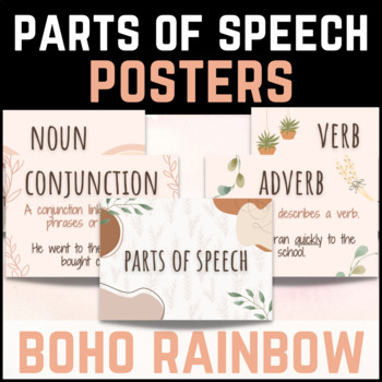Preview of Parts of Speech Posters Boho Rainbow | Literacy Display Posters