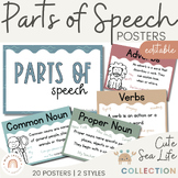 Parts of Speech Posters | Cute Sea Life English Classroom Decor