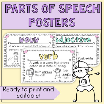 Preview of Grammar Posters and Word Cards | Adorable Grammar Posters and Word Cards