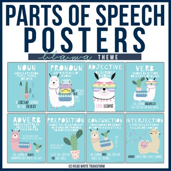 Preview of Parts of Speech Posters - Llama Theme