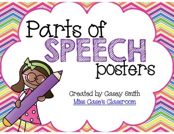 Preview of Parts of Speech Posters - Noun, Verb, Adjective, and more for K-2 Classroom