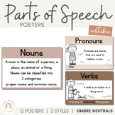 Parts of Speech Posters | Ombre Neutral English Classroom Decor