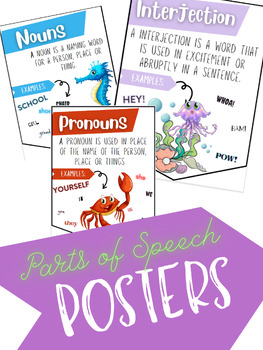 Preview of Parts of Speech Posters- Under the Sea Theme