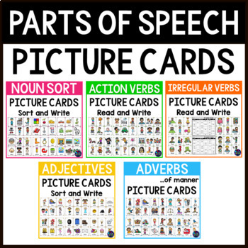 Preview of Parts of Speech Posters and Activities - Nouns, Verbs, Adjectives and Adverbs