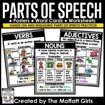 Preview of Parts of Speech Posters and Cards