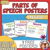 Parts of Speech Posters and Grammar Anchor Charts Freebie
