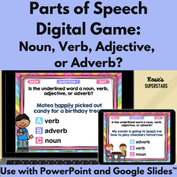 Preview of Parts of Speech Digital Game: Noun, Verb, Adjective, or Adverb?