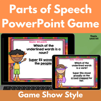 Preview of Parts of Speech PowerPoint Game: Nouns, Verbs, Adjectives, Adverbs, and Pronouns