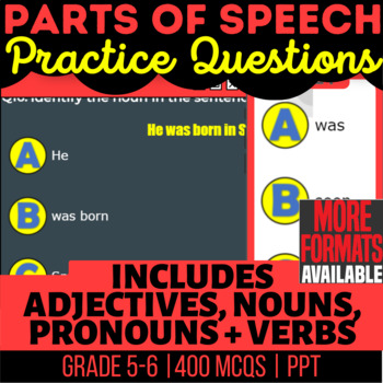 Preview of Parts of Speech PowerPoints Nouns Verbs Adjectives Pronouns | 5th and 6th Grade