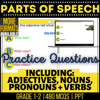 Preview of Parts of Speech PowerPoints | Nouns Verbs Adjectives Pronouns | Grade K 1 2