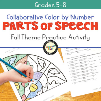 Preview of Parts of Speech Practice Color by Number Worksheet