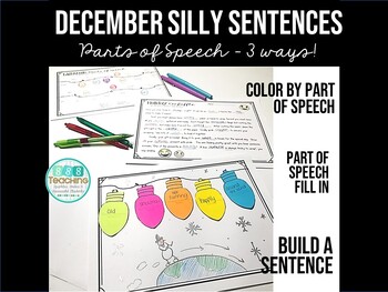 Preview of Parts of Speech Practice Silly Sentences Winter December Activities