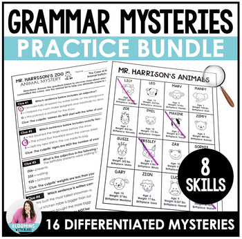 Preview of Grammar Parts of Speech Review Games - Differentiated Mysteries - 3rd, 4th, 5th
