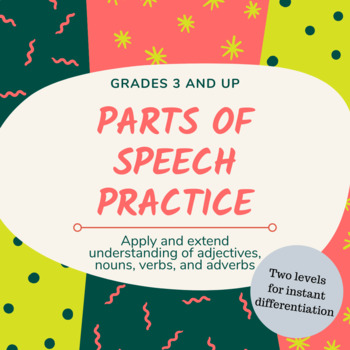 Preview of Parts of Speech Practice Worksheets (Great for Distance Learning)