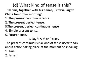 Preview of Parts of Speech: Present continuous  - Exercise no. 3, with key to Exercise.