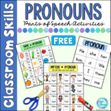 Parts of Speech Pronouns Worksheet Activities FREE