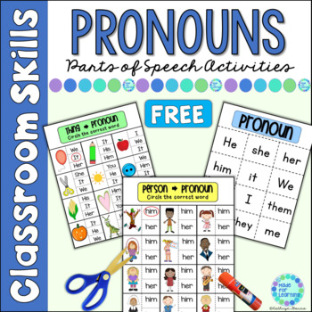 Preview of Parts of Speech Pronouns Worksheet Activities FREE