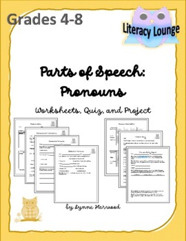 Preview of Parts of Speech:  Pronouns (Worksheets, Quiz, and Project)