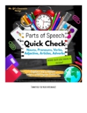 Parts of Speech QC: Nouns, Pronouns, Verbs, Adjectives, Ar