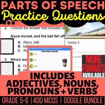 Preview of Parts of Speech Review Worksheets | Google Docs Forms Slides | Digital Resources