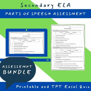 Preview of Parts of Speech Quiz - Print and Digital!