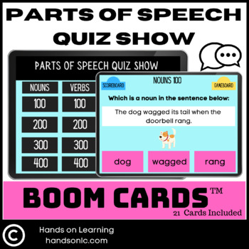 Preview of Parts of Speech Quiz Show Boom Cards