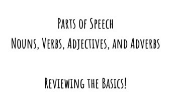 Preview of Parts of Speech Review