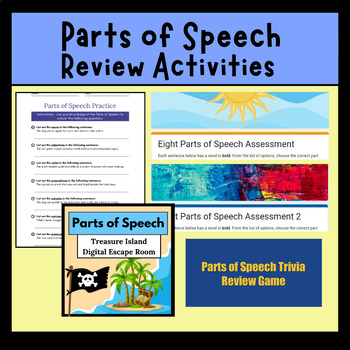 Preview of Parts of Speech Review Activities | Grammar Review | Grammar Games