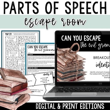 Preview of Parts of Speech Review - An EDITABLE Grammar Escape Room for ELA