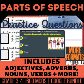 Preview of Parts of Speech Review Bundle Incl Nouns Verbs Adjectives Digital Resources