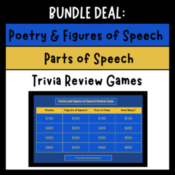 Preview of Parts of Speech Review Game | Poetry and Figures of Speech Review Game BUNDLE