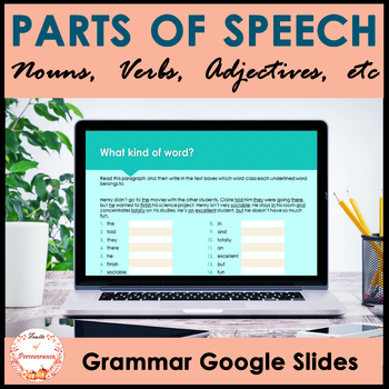 Preview of Parts of Speech Review & Practice Google Slides | Word Classes PowerPoint Lesson