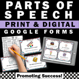 Parts of Speech Review Google FORMS Task Cards Gramma Prac