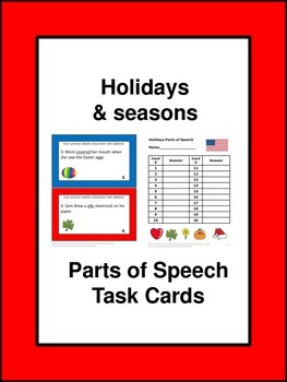 Preview of Parts of Speech Review or Assessment Task Cards