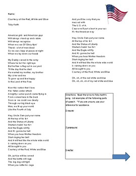 Preview of Parts of Speech Review w/Toby Keith Song Lyrics