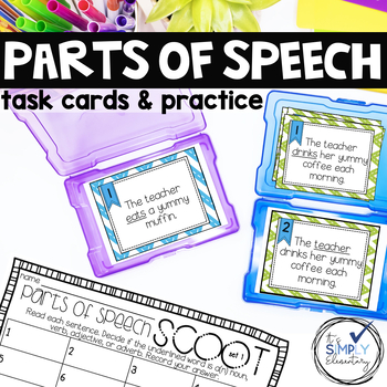 Preview of Parts of Speech | nouns, verbs, adjectives, & adverbs activities & task cards