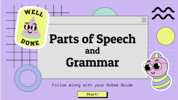 Preview of Parts of Speech Slides and Notes Guide EDITABLE!