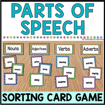Preview of Parts of Speech Sorting Card Game ELA center Nouns Adjectives Verbs Adverbs