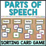 Parts of Speech Sorting Card Game ELA center Nouns Adjecti