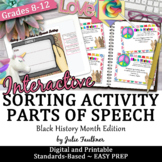 Parts of Speech Sorting Game for Black History Month, Prin