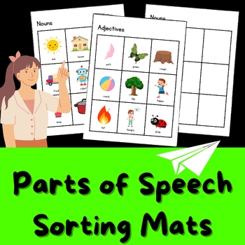 Preview of Parts of Speech Sorting Mats Activity| Nouns, Adjectives, Verbs, Adverbs