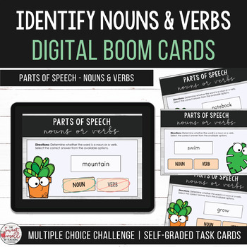 Preview of Parts of Speech Sorting Nouns & Verbs Distance Learning Digital Boom Cards