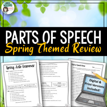 Preview of Parts of Speech - Spring Themed - PRINT & DIGITAL