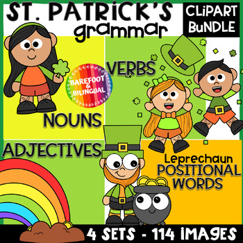 Preview of St Patricks Day Grammar Clipart Bundle - Parts of Speech St Patrick Day Clip Art
