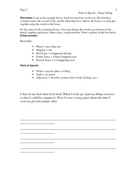 Preview of Parts of Speech - Story Telling Activity Packet Book