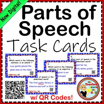 Preview of Parts of Speech Task Cards I Parts of Speech Activity