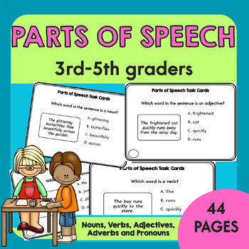 Preview of 44 Parts of Speech Task Cards: Nouns, Verbs, Adjectives, Pronouns, Adverbs