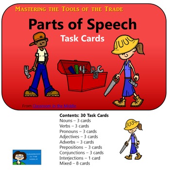 Preview of Parts of Speech Task Cards - Print and Easel Versions