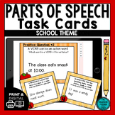 Parts of Speech Task Cards School Theme